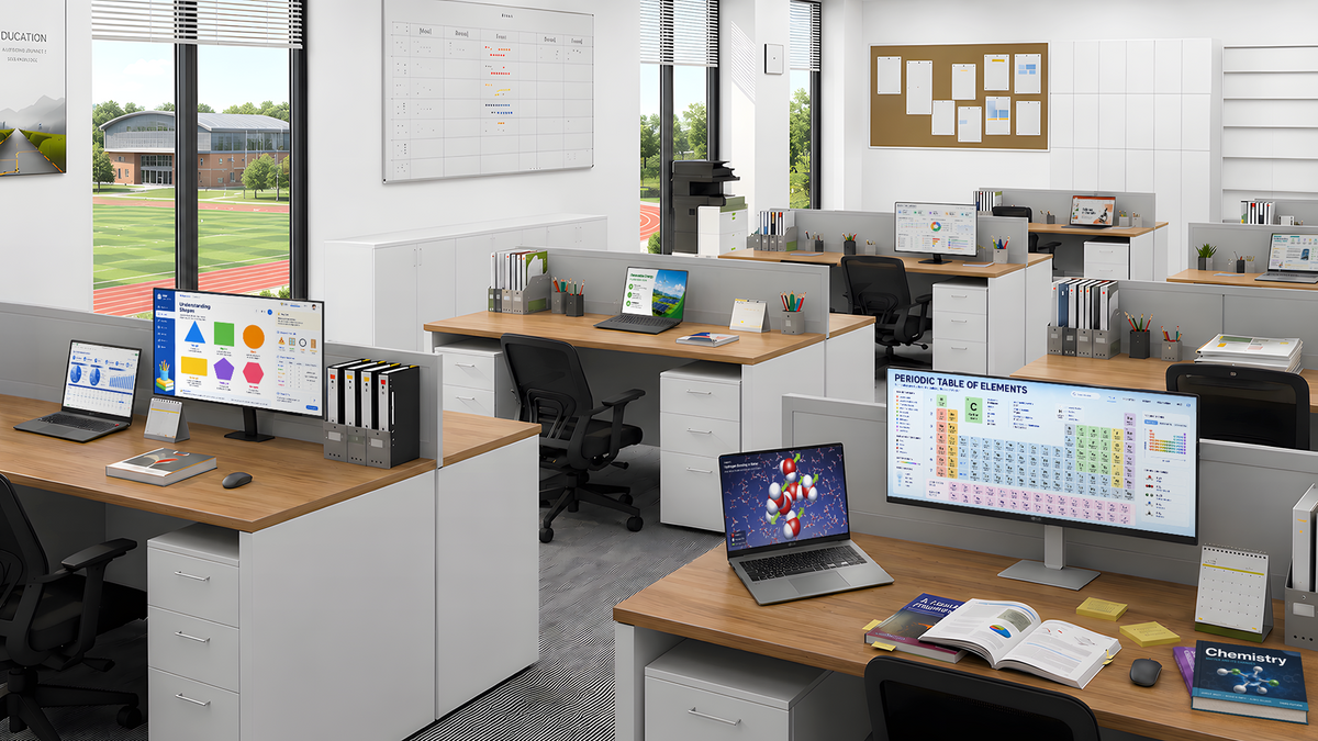 LG Monitors and PCs in a Teacher's Room