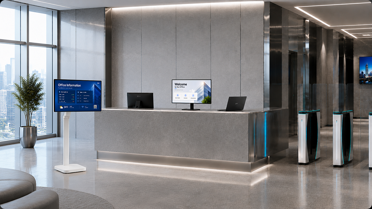 LG Monitors and PCs in a Reception
