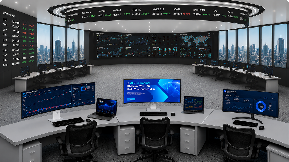 LG Monitors and PCs in a Finance space