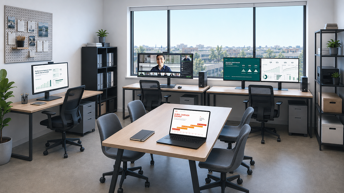 LG Monitors and PCs in an Office Workspace for SMB
