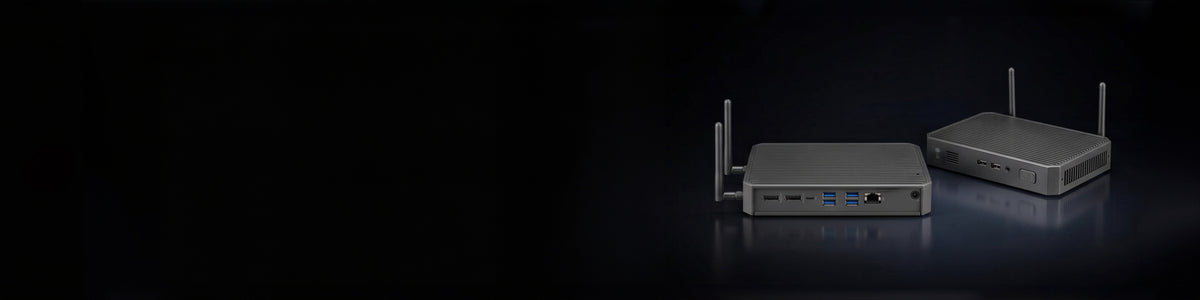 Two LG CQ601W Cloud Device units displayed showing their front and rear I/O ports against a dark background.