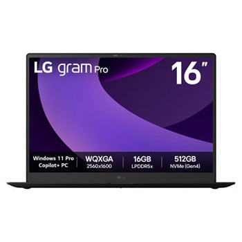 LG gram Pro 16-inch, Windows 11 Pro, Lightweight 32GB RAM Intel® Core™ Ultra Processor Laptop, gram Hybrid AI, Copilot, LG gram Link, 16:10 OLED Display