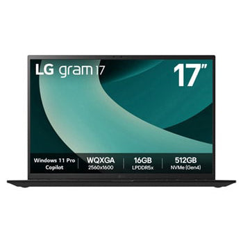 LG gram 17-inch |  Lightweight Intel® Core™ Ultra Processor Laptop | Windows 11 Pro, gram Hybrid AI, Copiliot, LG gram Link, WQXGA 16:10 Anti-Glare IPS Touchscreen