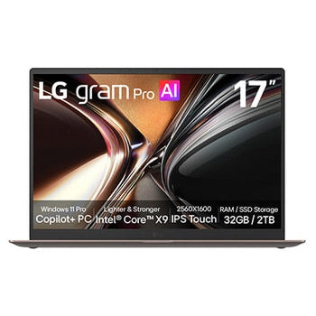 17-inch LG gram Pro;Copilot+ PC, Windows 11 Pro, Lightweight Dual AI Laptop, Intel® Core™ X9, Touch Display