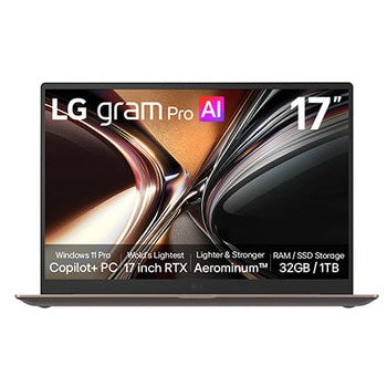 17-inch LG gram Pro;Copilot+ PC, Windows 11 Pro, Lightweight Aerominum™ Dual AI Laptop, Intel® Core™ Ultra 9, RTX™ 5050, Touch Display