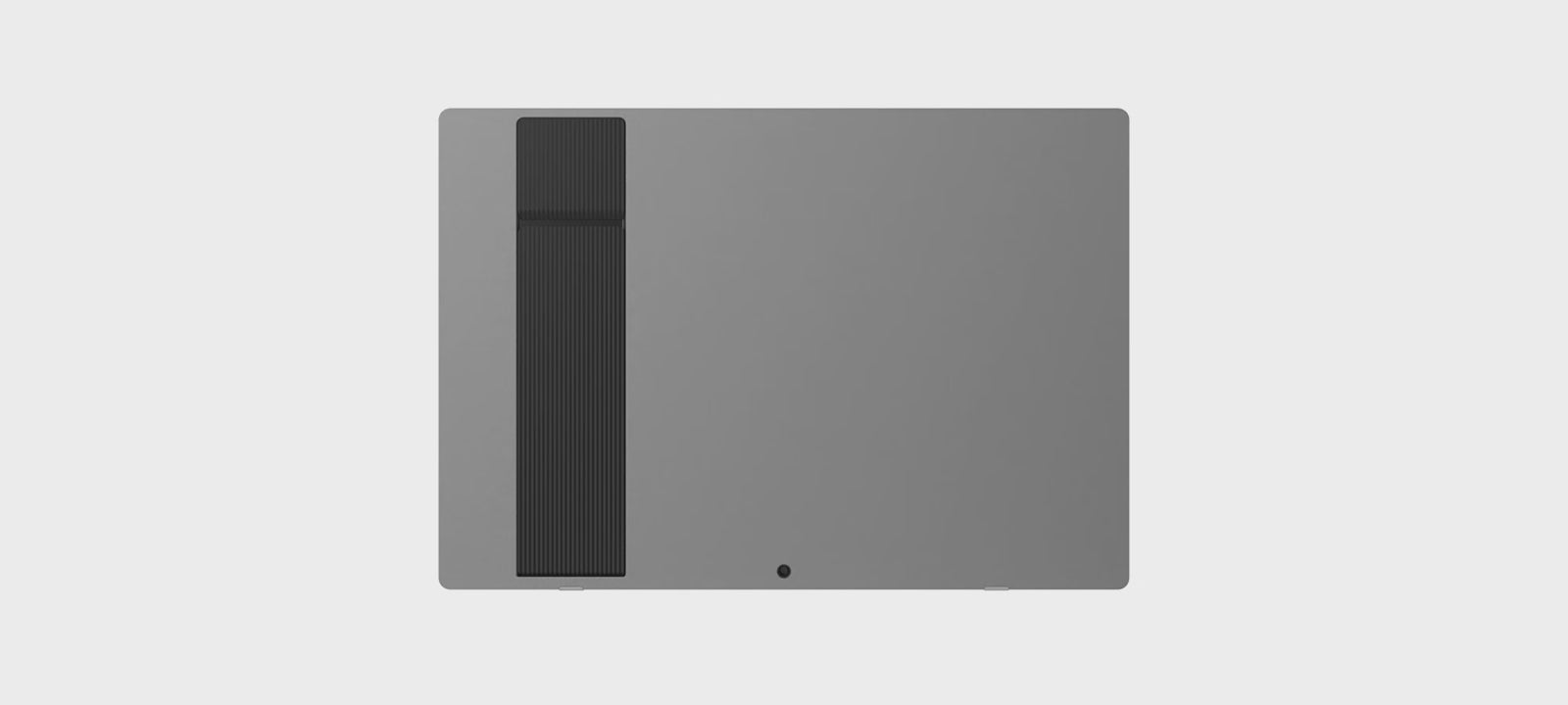 LG 17MT70 monitor opening its rear stand and rotating from landscape to portrait mode while displaying a video conference call.