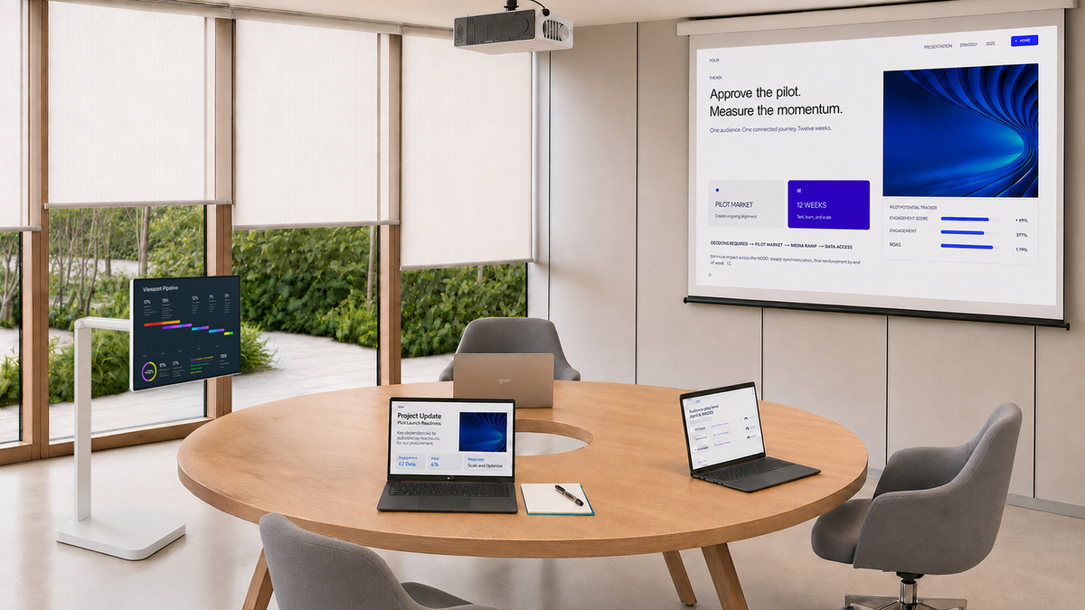 LG Monitors and PCs in a meeting room for smb