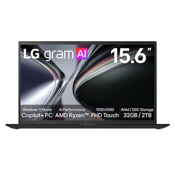 15.6-inch LG gram;Copilot+ PC, Windows 11 Pro, Lightweight Dual AI Laptop, AMD Ryzen™, Touch Display