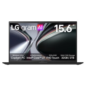 15.6-inch LG gram;Copilot+ PC, Windows 11 Pro, Lightweight Dual AI Laptop, Intel® Core™ U7, Touch Display